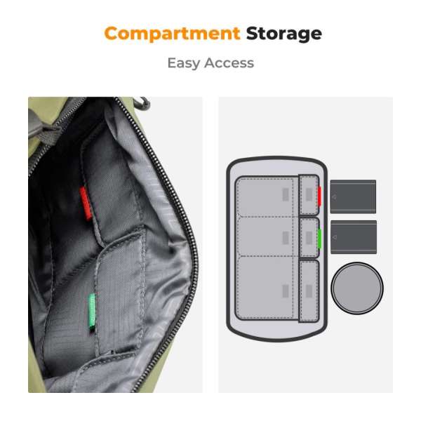 K&F Concept 2in1 Sling Bag Everyday Shoulder Bag & Photography Camera Backpack 10L Green