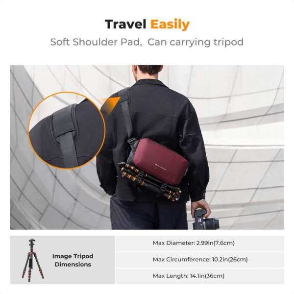 K&F Concept 2in1 Sling Bag Everyday Shoulder Bag & Photography Camera Backpack 10L Red