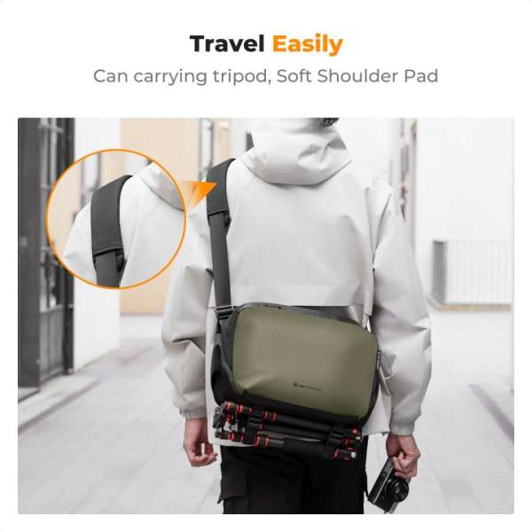 K&F Concept 2in1 Sling Bag Everyday Shoulder Bag & Photography Camera Backpack 12L Green
