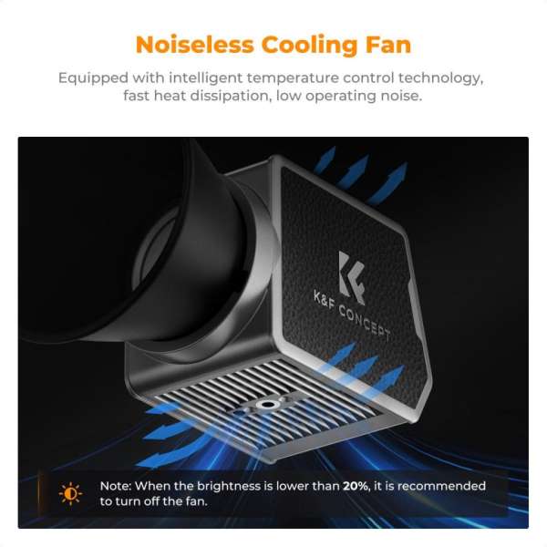 K&F Concept 60W BI COB led lámpa, 2700K-6500K, 97CRI, 12 effekt, 13500mAh, APP, Bowens