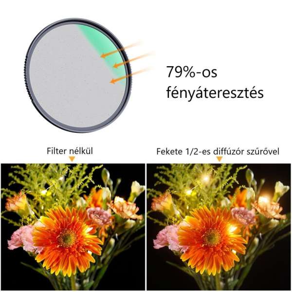 K&F Concept 62MM Nano-X Black Mist lágyító szűrő 1/2, Karcálló -