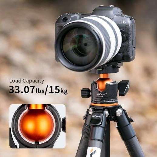 K&F Concept A254C4+BH-35L Carbon Fiber Travel Tripod Black