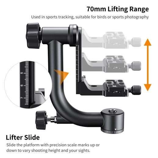 K&F Concept Aluminum Alloy 360 Degree Panoramic Gimbal Tripod Head Black