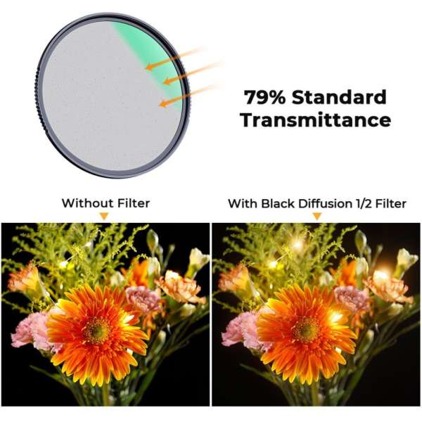 K&F Concept C Series Black Mist 1/2 lágyító szűrő, ultravékony többrétegű bevonat, 58mm