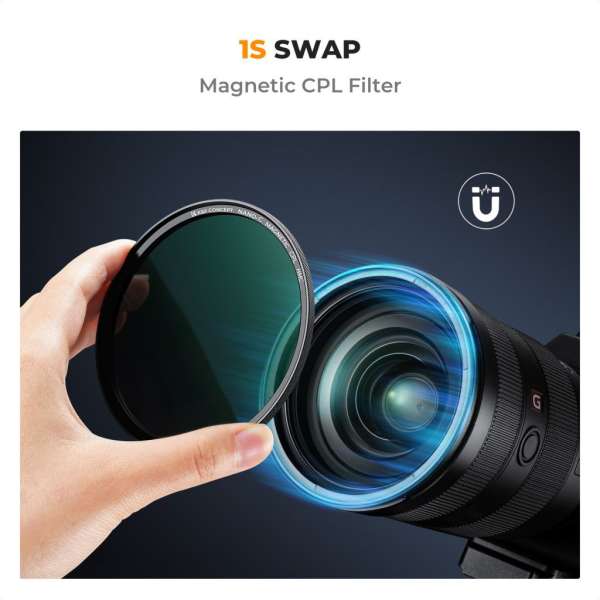 K&F Concept C Series CPL mágneses cirkuláris polár szűrő, mágneses adapterrel, 77 mm