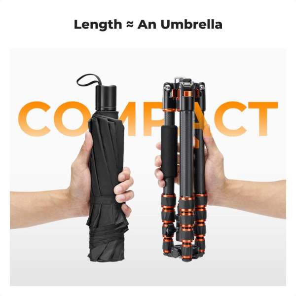 K&F Concept C225C0+BH-25 karbon állvány, 155cm magasság, 8kg teherbírás