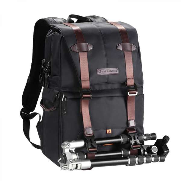 K&F Concept Camera Bag Fits 15,6" Laptop, Tripod, Waterproof, Backpack 20L Dark Brown