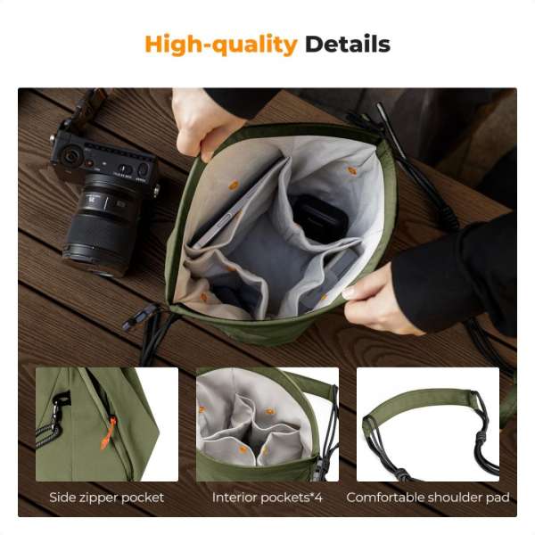 K&F Concept Camera Sling Small camera bag 5L Green