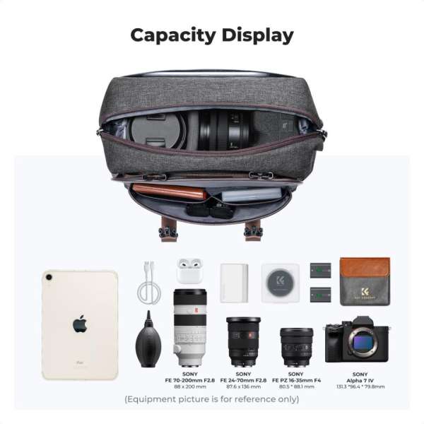 K&F Concept Casual Shoulder Photography Bag with Tripod Strap 8L Dark Grey