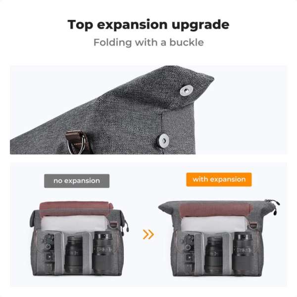 K&F Concept Casual Shoulder Photography Bag with Tripod Strap 8L Dark Grey