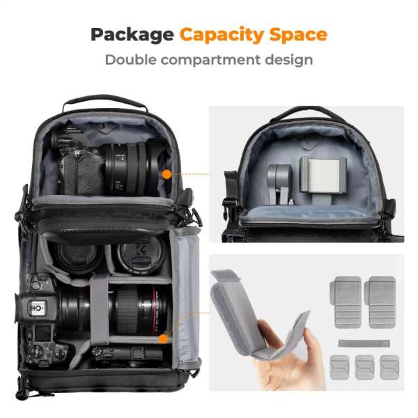 K&F Concept Crossbody Bag Hardshell Camera Shoulder Backpack 10L Black