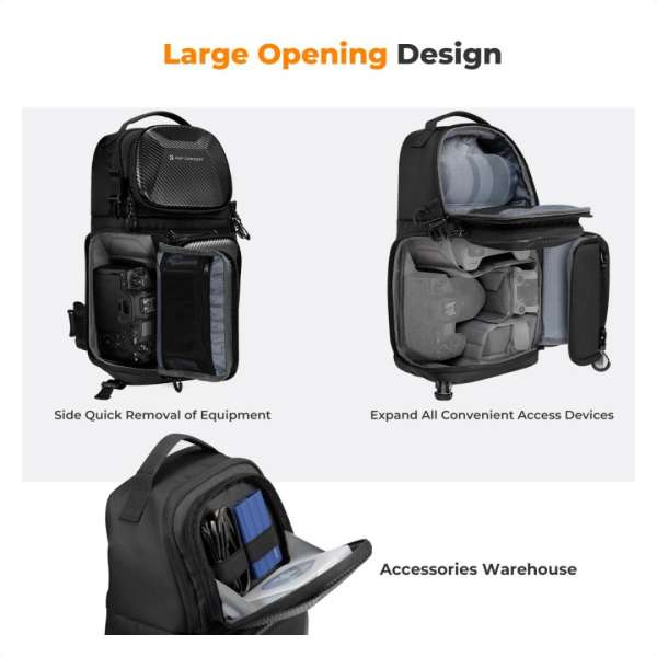 K&F Concept Crossbody Bag Hardshell Camera Shoulder Backpack 10L Black