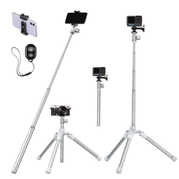 K&F Concept E224A3+BH-18 állvány, selfie bot, Gopro adapter, telefon adapter, bluetooth kioldó