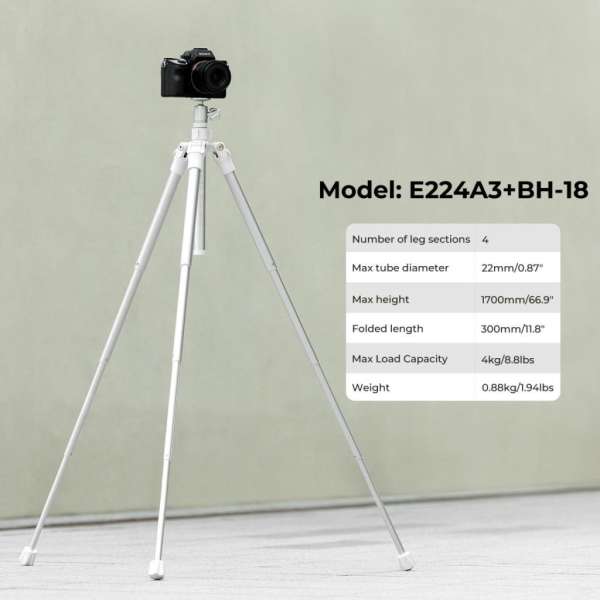 K&F Concept E224A3+BH-18 állvány, selfie bot, Gopro adapter, telefon adapter, bluetooth kioldó