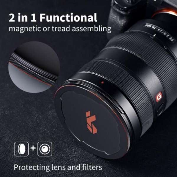 K&F Concept fém mágneses objetív sapka, 82mm, mágneses adapter nem tartozék