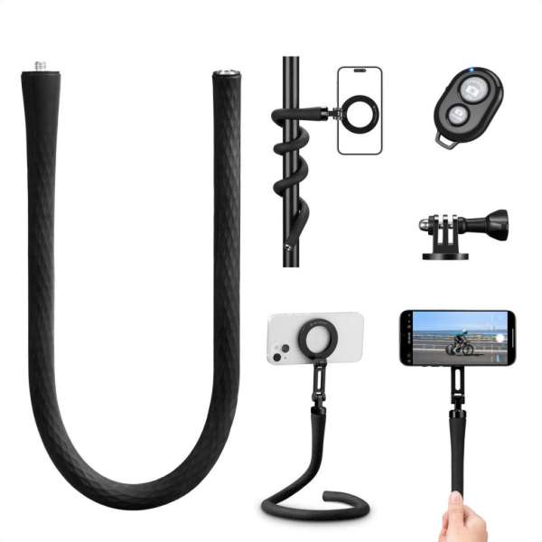 K&F Concept hajlítható selfie bot, Magsafe, Gopro adapter, bluetooth kioldó