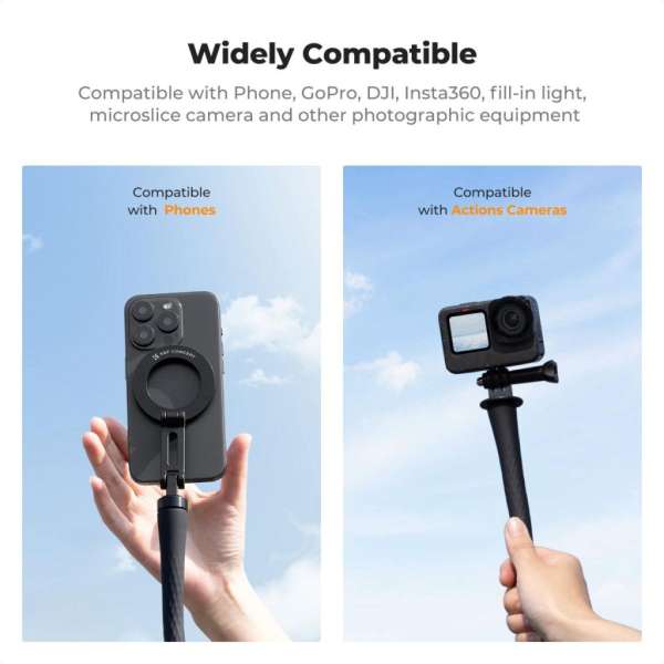 K&F Concept hajlítható selfie bot, Magsafe, Gopro adapter, bluetooth kioldó