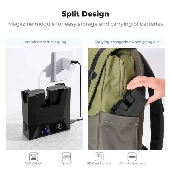 K&F Concept NP-FZ10 Modular Dual-Slot Fast Charger