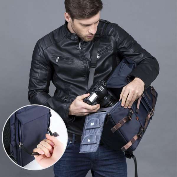 K&F Concept Multifunctional Camera Backpack 20L 15,6" Waterproof with Tripod Straps Deep Blue