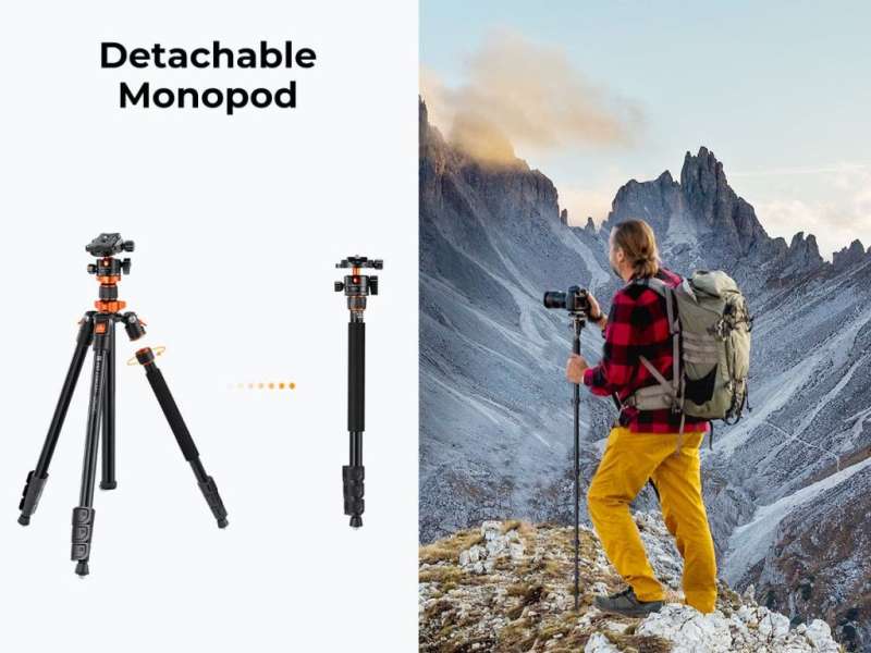 K&F Concept K234A7+BH28L állvány, 200cm magasság, 10kg teherbírás, telefonadapter