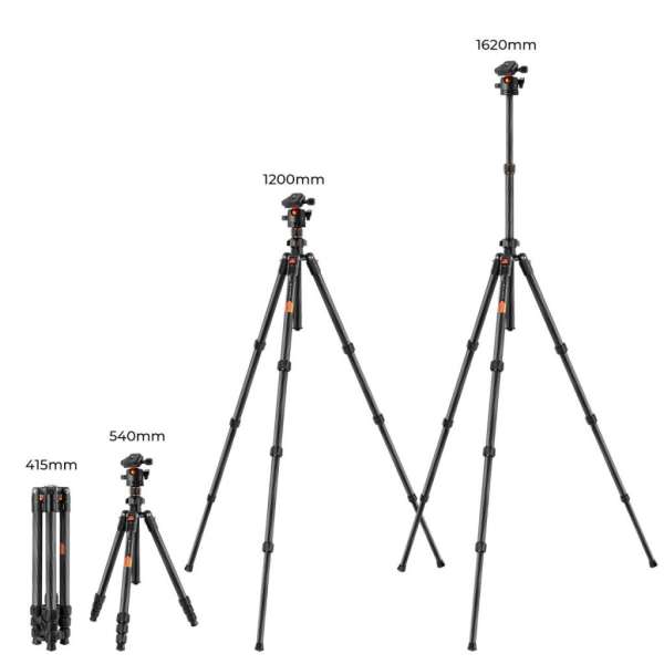 K&F Concept K254C2 karbon állvány, BH-36L gömbfej, 162cm magasság, 8kg teherbírás