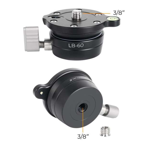 K&F Concept LB-60 panoráma állvány fej, 10kg teherbírás, 3/8"-os csatlakozás, vízszintjelző