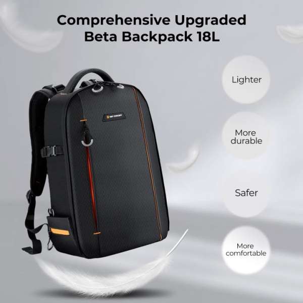K&F Concept Lightweight Camera Backpack for Photographers 18L Black/Orange