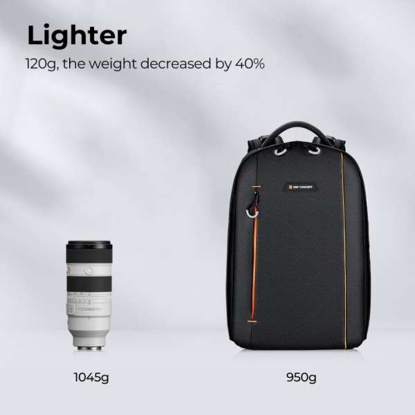 K&F Concept Lightweight Camera Backpack for Photographers 18L Black/Orange
