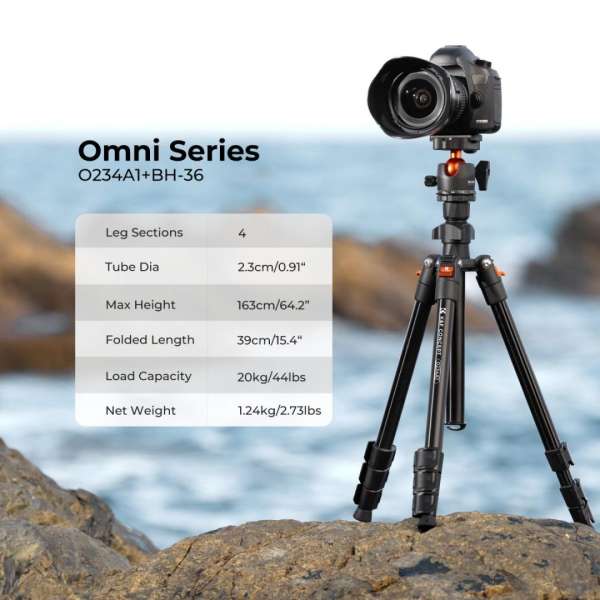 K&F Concept Lightweight Vlog Travel Tripod Compact Flexible & Portable 17.6lbs/8kg