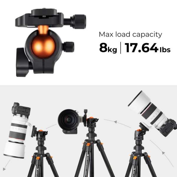 K&F Concept Lightweight Vlog Travel Tripod Compact Flexible & Portable 17.6lbs/8kg