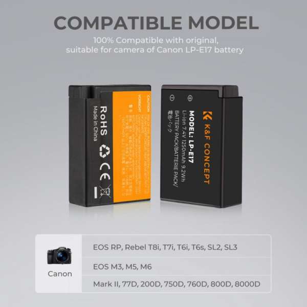 K&F Concept LP-E17 akkumulátor 1250mAh