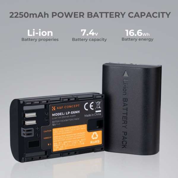 K&F Concept LP-E6NH akkumulátor 2250mAh