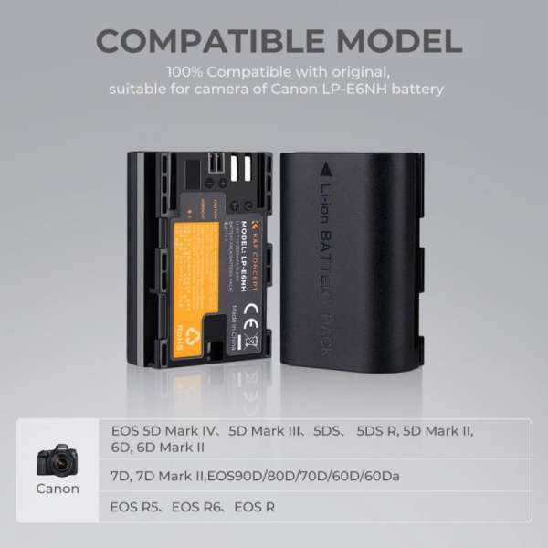K&F Concept LP-E6NH akkumulátor 2250mAh