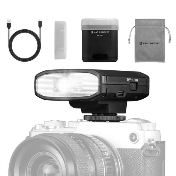 K&F Concept M01 mini vaku, GN12, 5600K, 2000mAh, középpontos érintekzővel