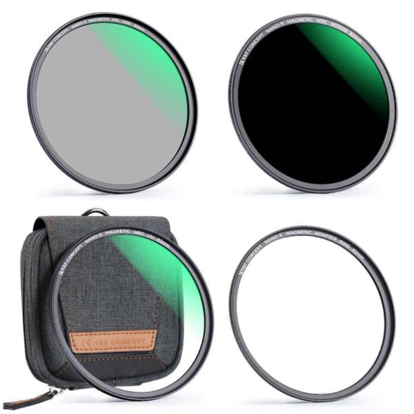 K&F Concept mágneses adapter + MCUV + CPL  + ND1000 szűrő, vízlepergető, karcálló, + tok, 77mm