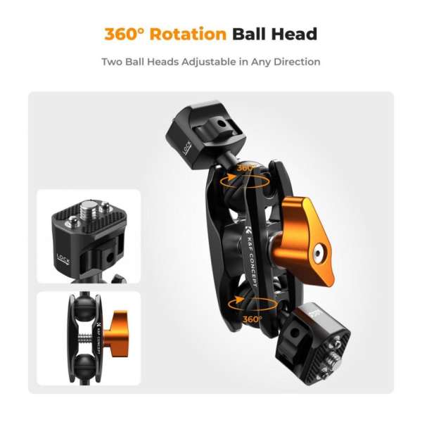 K&F Concept MS14 magic arm, 360°-os forgás, dupla gömbfej, 5kg teherbírás,
