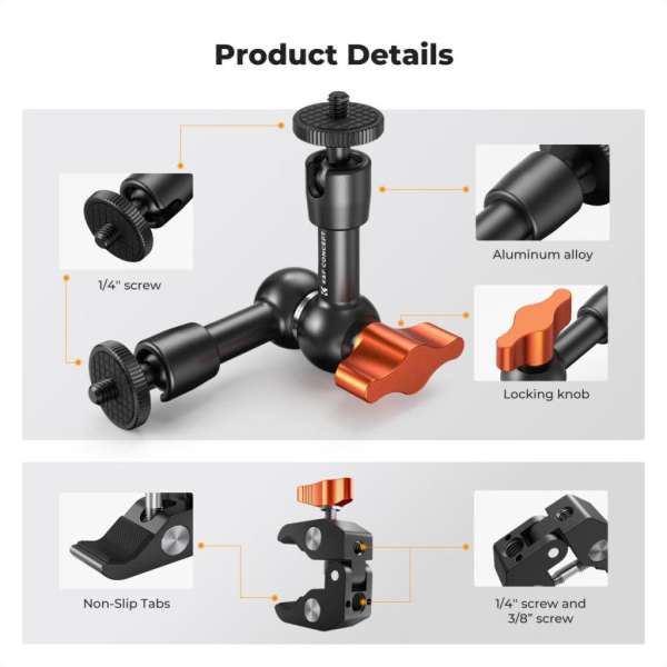 K&F Concept MS31 magic arm, 15cm + super clamp, satu, 15-55mm