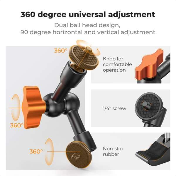 K&F Concept MS31 magic arm, 15cm + super clamp, satu, 15-55mm