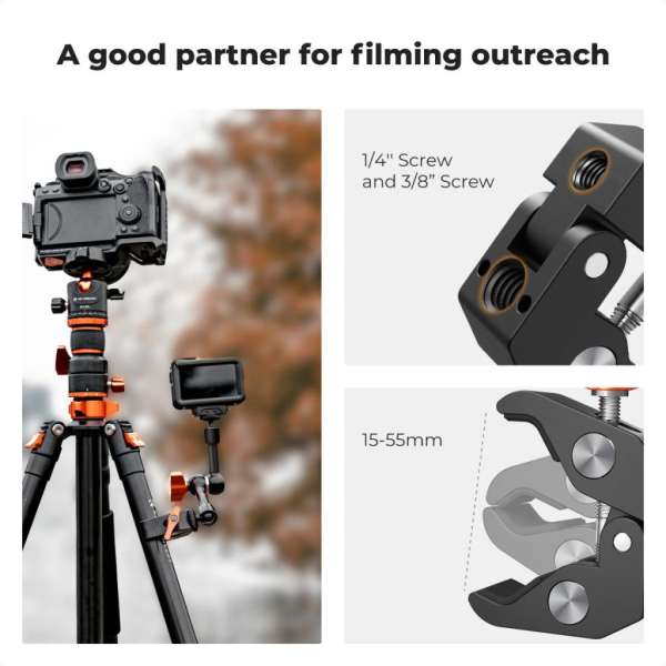 K&F Concept MS31 magic arm, 15cm + super clamp, satu, 15-55mm