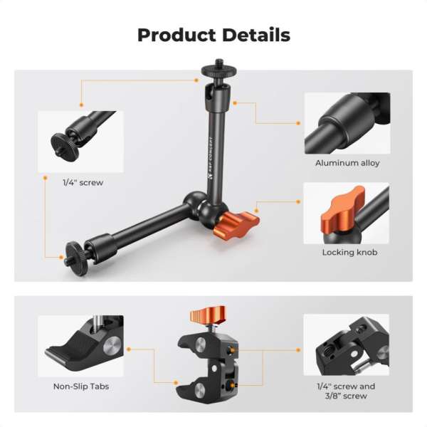 K&F Concept MS32 magic arm, 25cm + super clamp, satu, 15-55mm