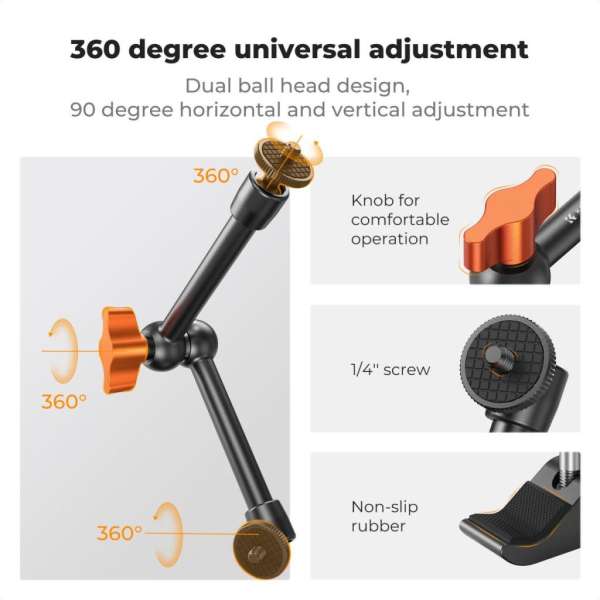 K&F Concept MS32 magic arm, 25cm + super clamp, satu, 15-55mm