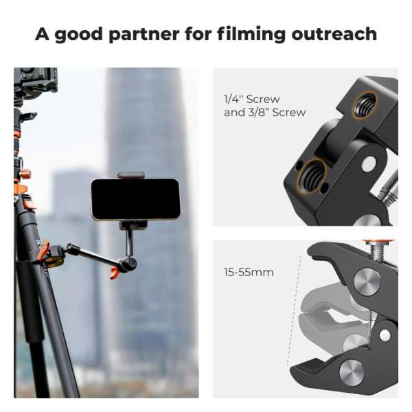 K&F Concept MS32 magic arm, 25cm + super clamp, satu, 15-55mm