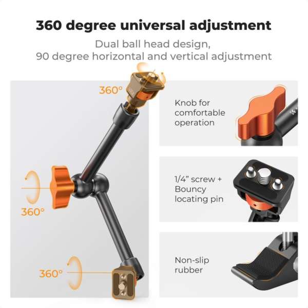 K&F Concept MS33 magic arm, 28cm + super clamp, satu, 15-55mm