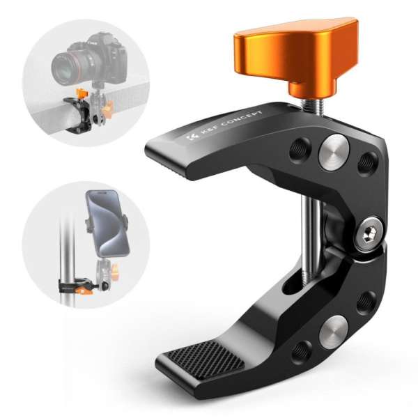 K&F Concept multi funkcionális super clamp, satu, 60mm átfogás