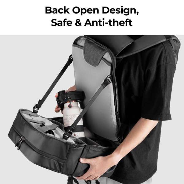 K&F Concept Multifunctional Camera Backpack 20L 15,6" Waterproof with Tripod Straps Black