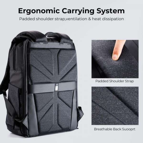 K&F Concept Multifunctional Camera Backpack 20L 15,6" Waterproof with Tripod Straps Black/Grey