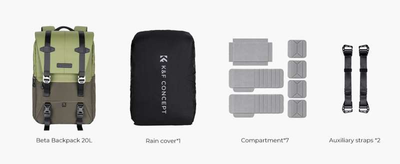 K&F Concept Multifunctional Camera Backpack 20L 15,6" Waterproof with Tripod Straps Amy Green