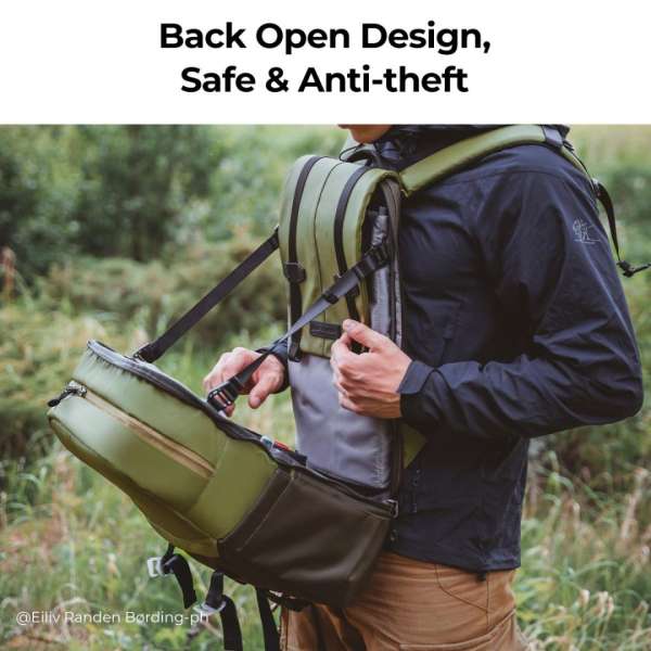 K&F Concept Multifunctional Camera Backpack 20L 15,6" Waterproof with Tripod Straps Amy Green