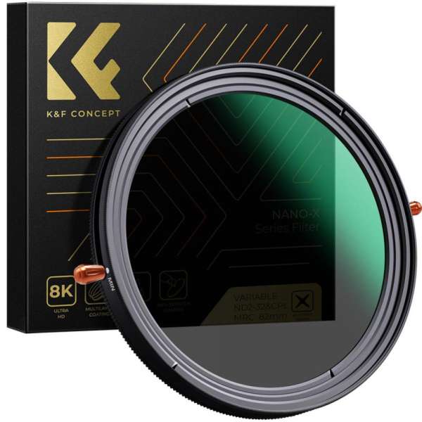 K&F Concept NANO-X, CPL+VARIO ND2-32 szűrő, w/o black cross, HD, vízlep, karcálló, törlőkendő, 95mm