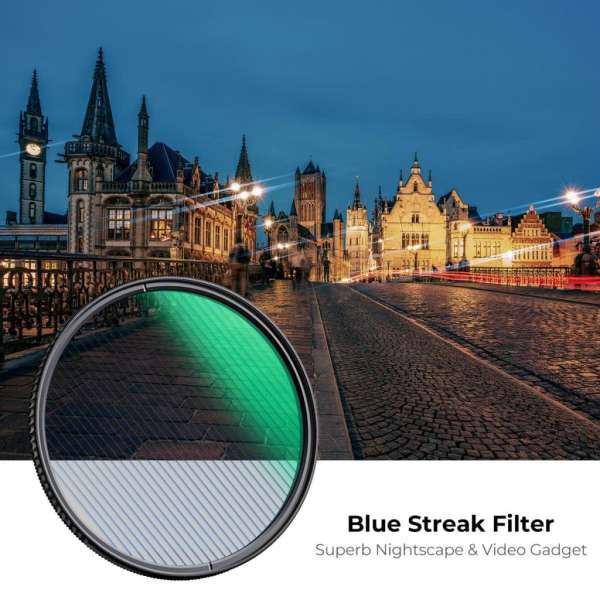 K&F Concept NANO-X series, Blue Streak szűrő, vízlepergető, karcálló, zöld bevonat, 82mm